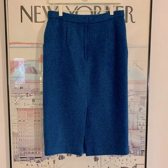 Vintage Fly Over cobalt tweed skirt suit with embroidery and rhinestones size 9 - Picture 6 of 15